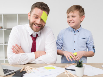 dad and son post-it notes